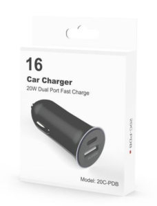 Car Charger 20W Dual Port Fast Charge Black