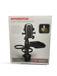 4-IN-1 Car Mobile Phone Stand With Cup Holder, Food Tray And Storage - Adjustable, Waterproof ABS Car Accessories